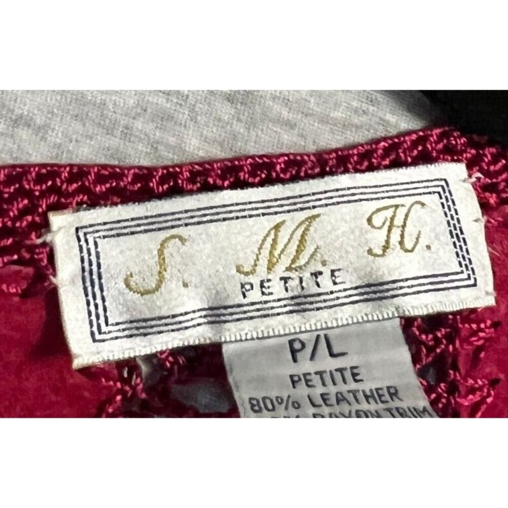 Vintage Suede Crochet‎ Jacket Womens Large Petite Pink Fushia Patchwork Boho SMH - Picture 12 of 12